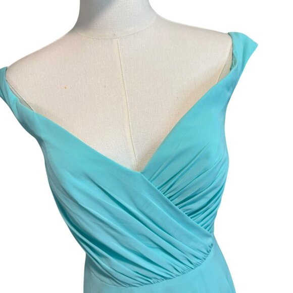 David's Bridal Off The Shoulder Full Skirt Bridesmaid Dress F20227 4 Spa - Picture 7 of 12